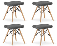 Valora PEKO Sgabello Velluto Grigio Gambe Naturali x4