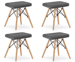 Valora PEKO Sgabello Velluto Grigio Gambe Naturali x4