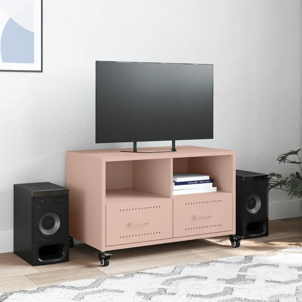 Mobile TV-Credenza per TV-Console TV Rosa 68x39x43,5 cm in Acciaio 141418