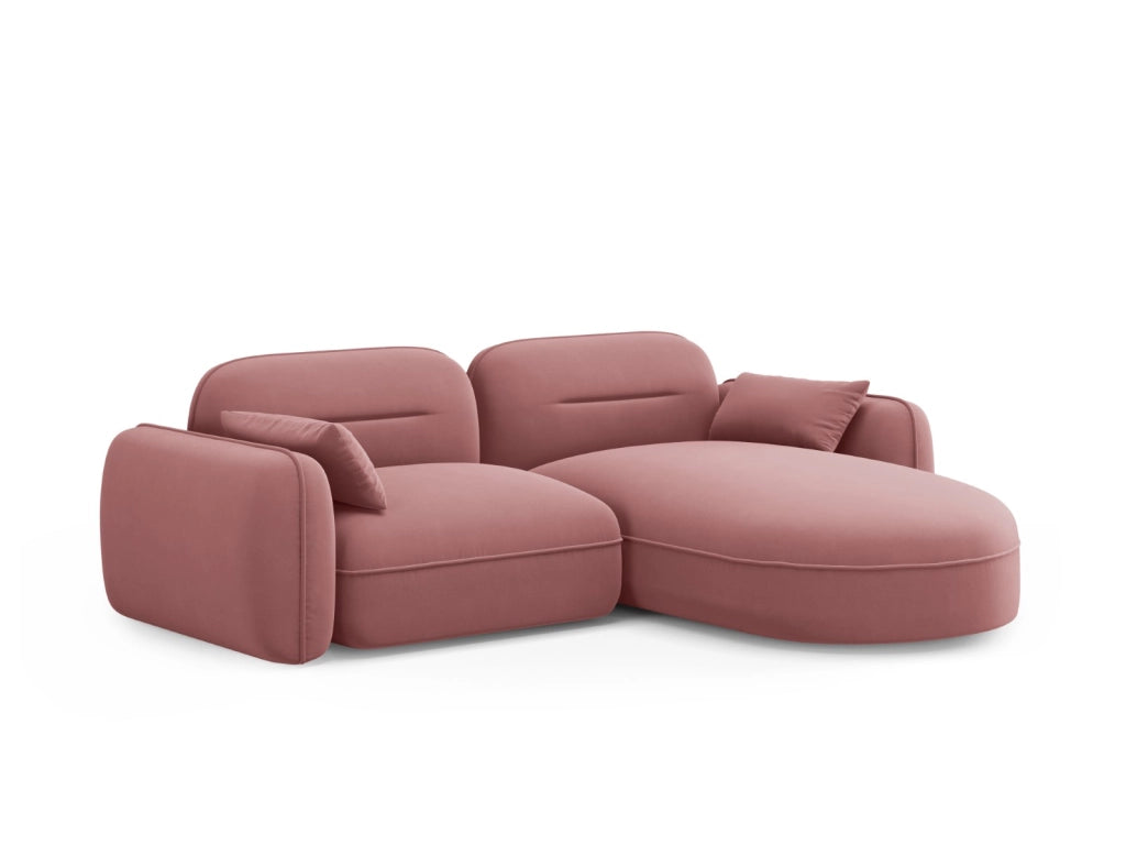 Cosmopolitan Design - Divano angolare modulare destro "Sydney" 3 posti in velluto salmone 