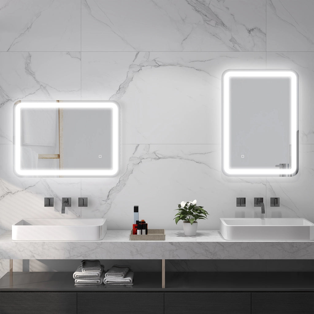 SPECCHIO BAGNO LED 50x70 cm Argento in vetro temperato