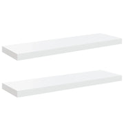 2 pz Scaffali a Parete | Ripiano a parete | Mensole a Parete Bianco Lucido 80x23,5x3,8 cm in MDF