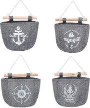 Organizzatore per parete per tazza da bagno stile marino sacchetto di stoffa per camera da letto ufficio bagno 21 x 16 cm grigio