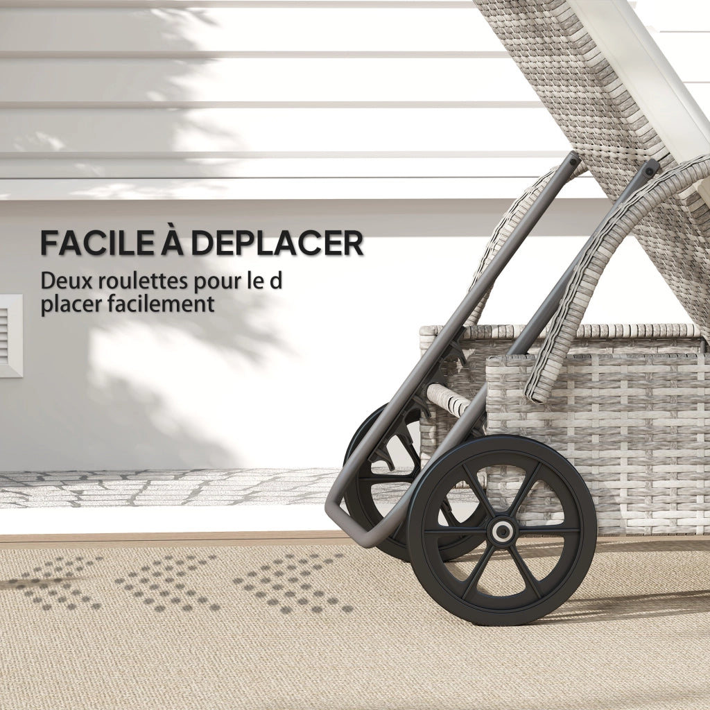 Lettino da spiaggia regolabile con materasso e rotelle ¨C zephmum ¨C grigio chiaro 200x73x30-103 cm