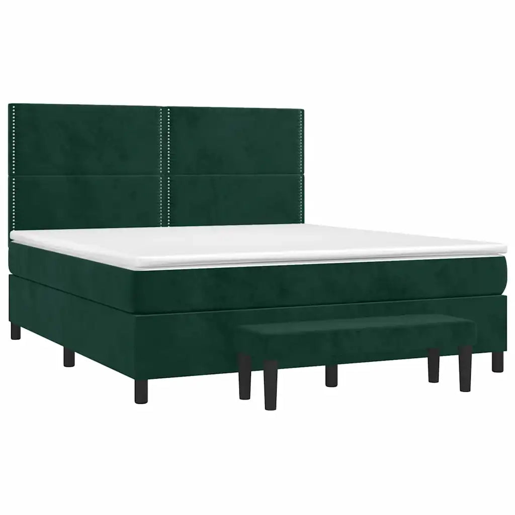 Giroletto a Molle con Materasso Verde Scuro 180x200 cm Velluto