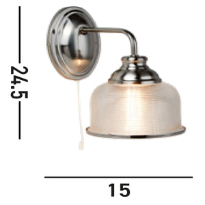 Applique Contemporanea Bistrot Ii Acciaio Argento Vetro Trasparente 1 Luce E27