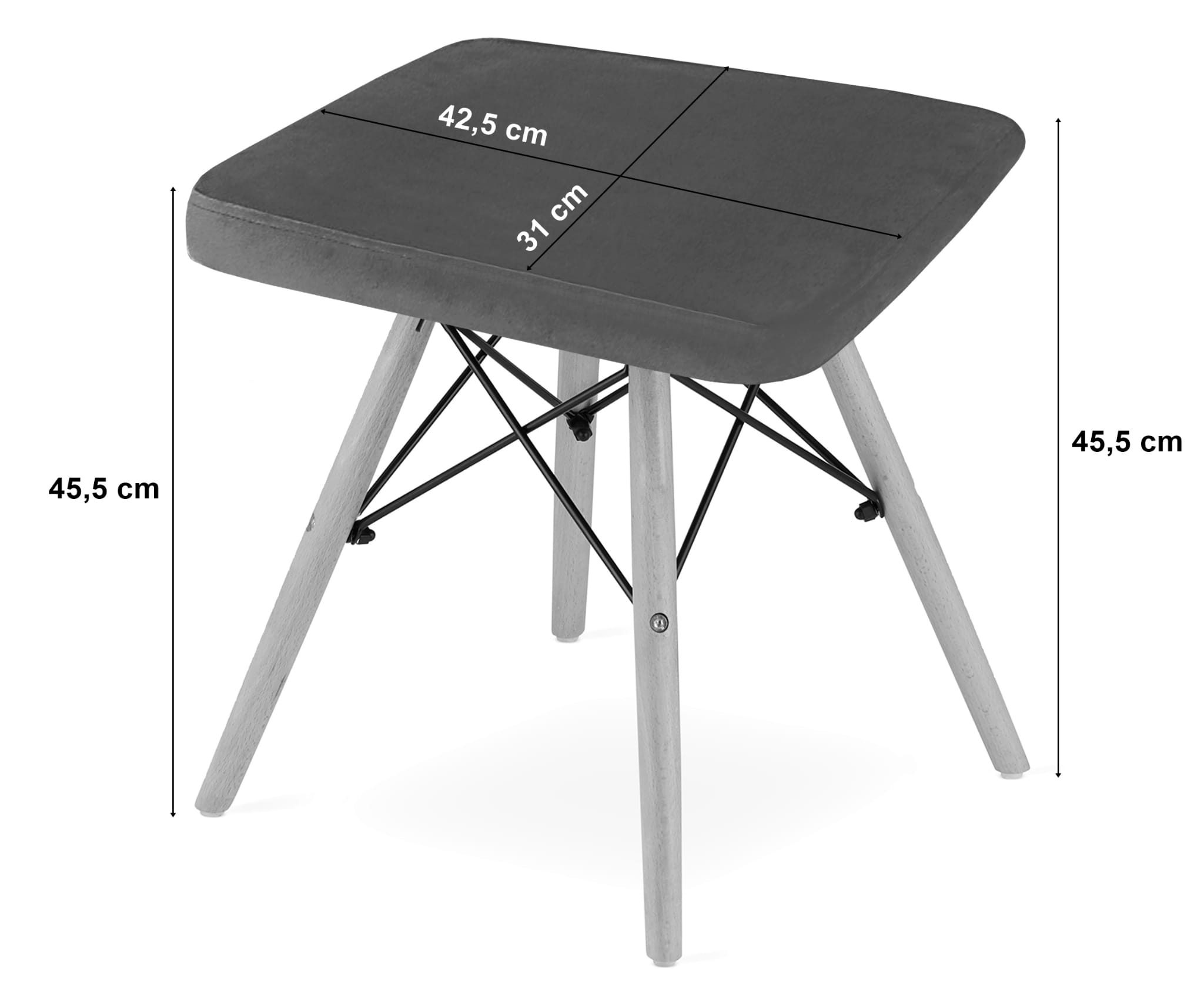 Sgabello VALORA PEKO - Velluto grigio, design ergonomico per uso domestico CODICE 3793