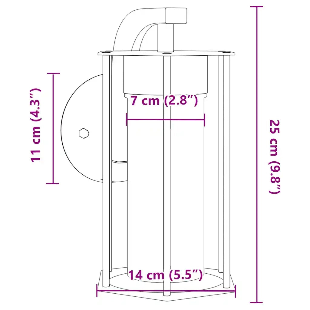 vidaXL Applique da Esterno Nera in Acciaio Inossidabile