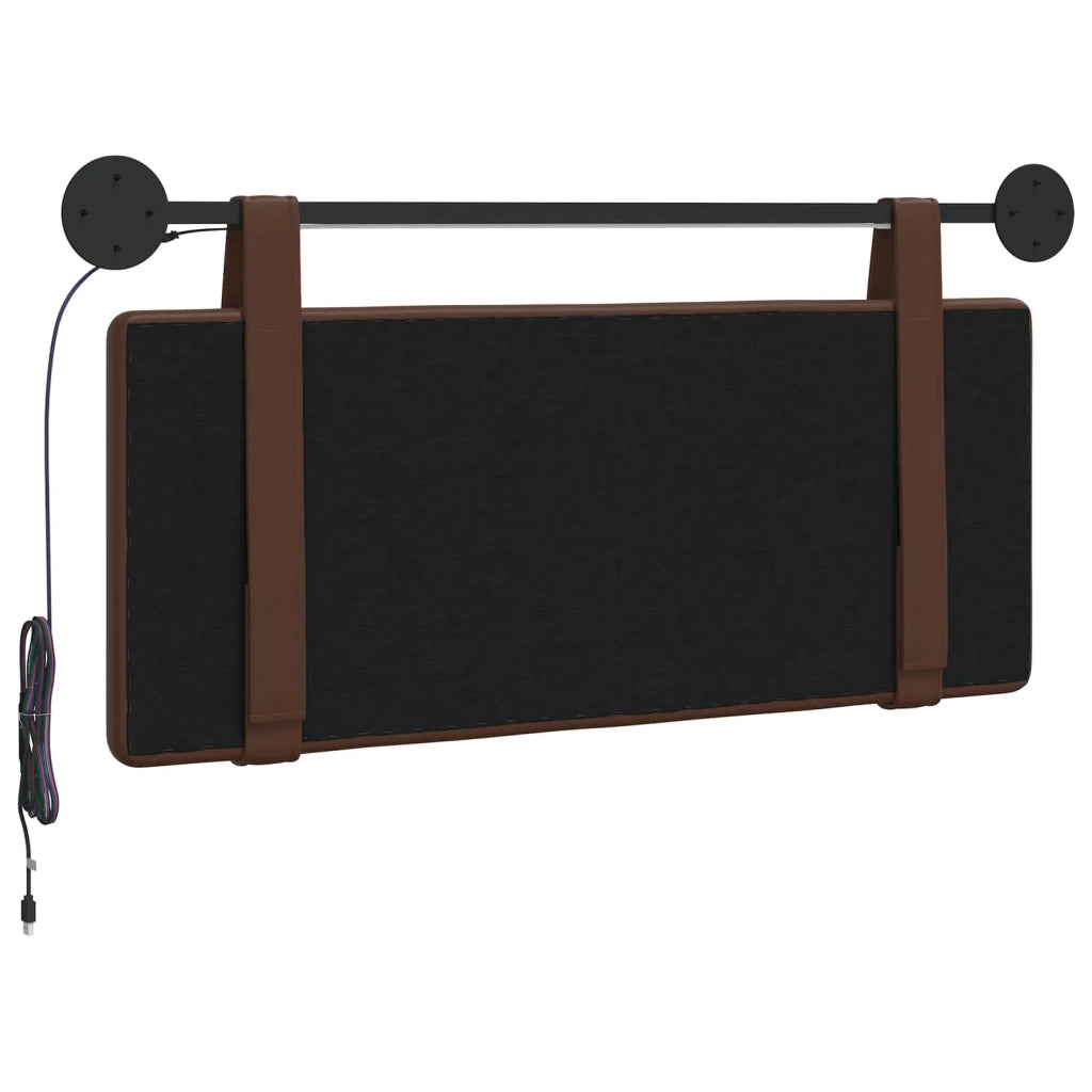 Testiera sospesa Con luce LED Marrone Similpelle