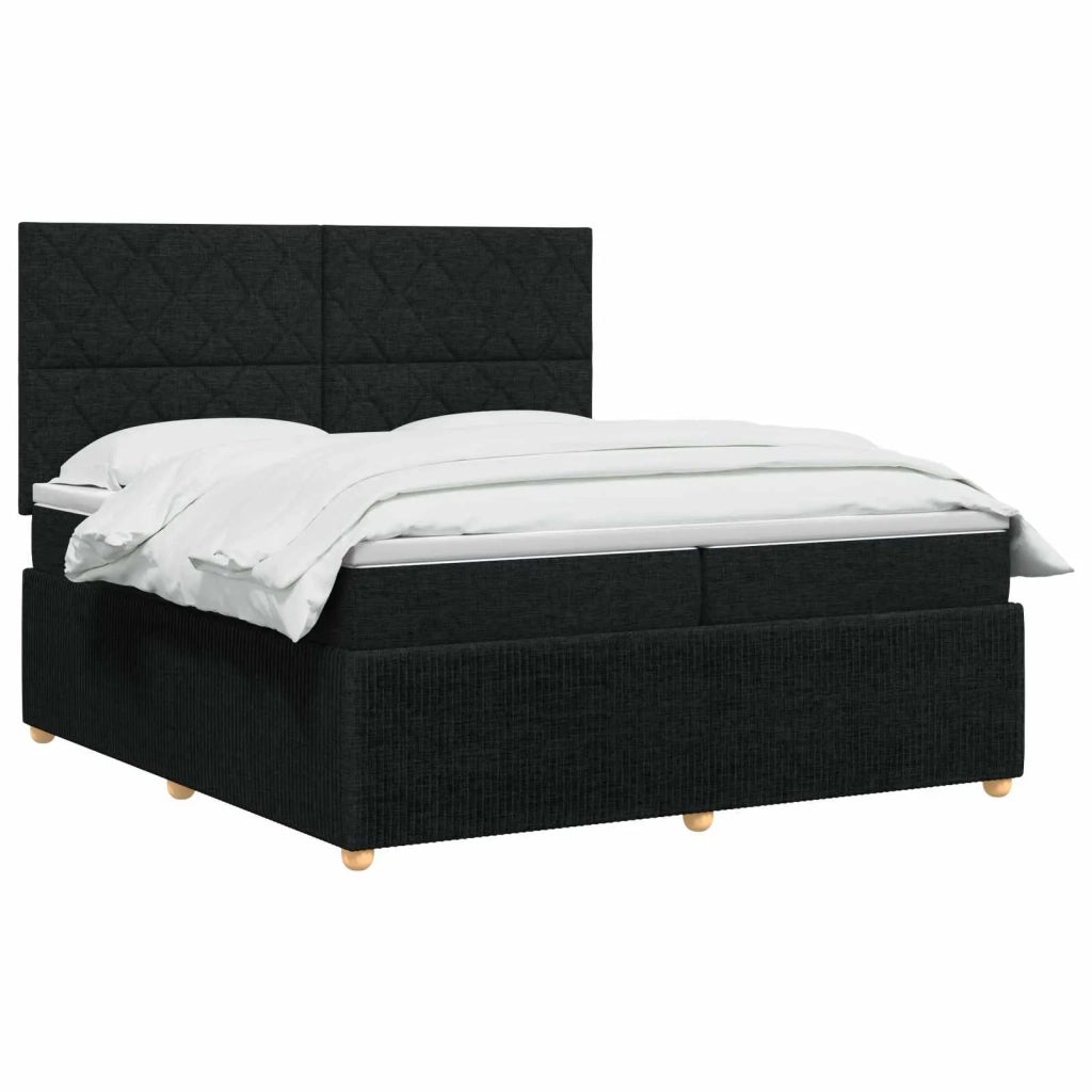 Letto box spring con materasso Nero 200 x 200 cm Tessuto 3454482