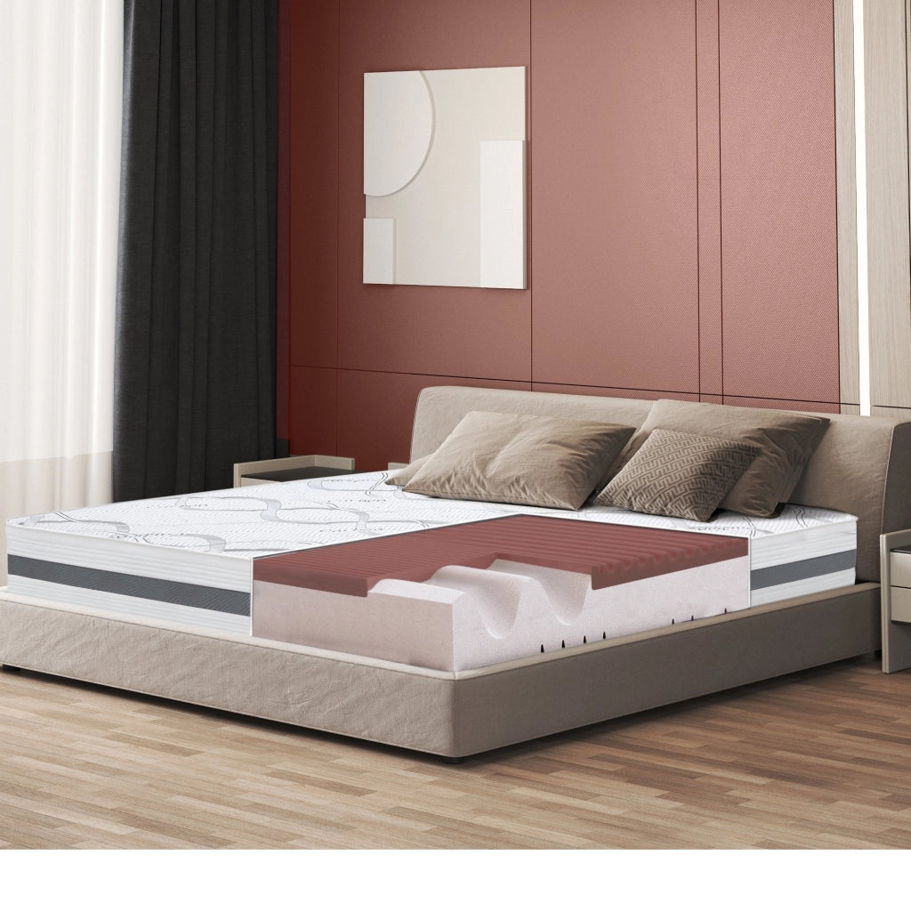 Materasso in Memory Foam a Una Piazza e Mezza 130x195 Altezza 22 cm | Rigidità media/alta | Tessuto Anallergico e Traspirante | Proprieta' Ortopediche Automodellanti | Prodotto in Italia