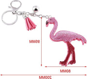 Flamingo a forma di cristallo rosa con pennello - elegante anello per le chiavi per decorare gli oggetti di casa.