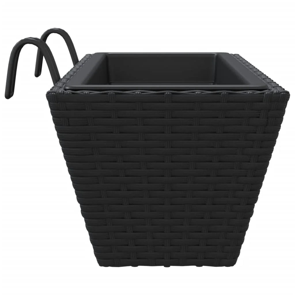 Vassoio per fioriera aiuola rialzata piante fiori giardino terrazze con ganci set di 2 resina intrecciata nera 02_0038867