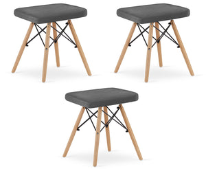 Valora SGABELLO PEKO Gambe naturali in velluto grigio x3