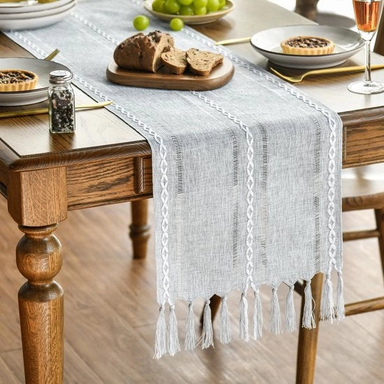Decorazione da Tavola Boho con Pennelli in Stile Rurale, Decorazione da Tavola Lavabile per Feste, Compleanni, San Valentino e Matrimoni, Dimensioni 33x303 cm