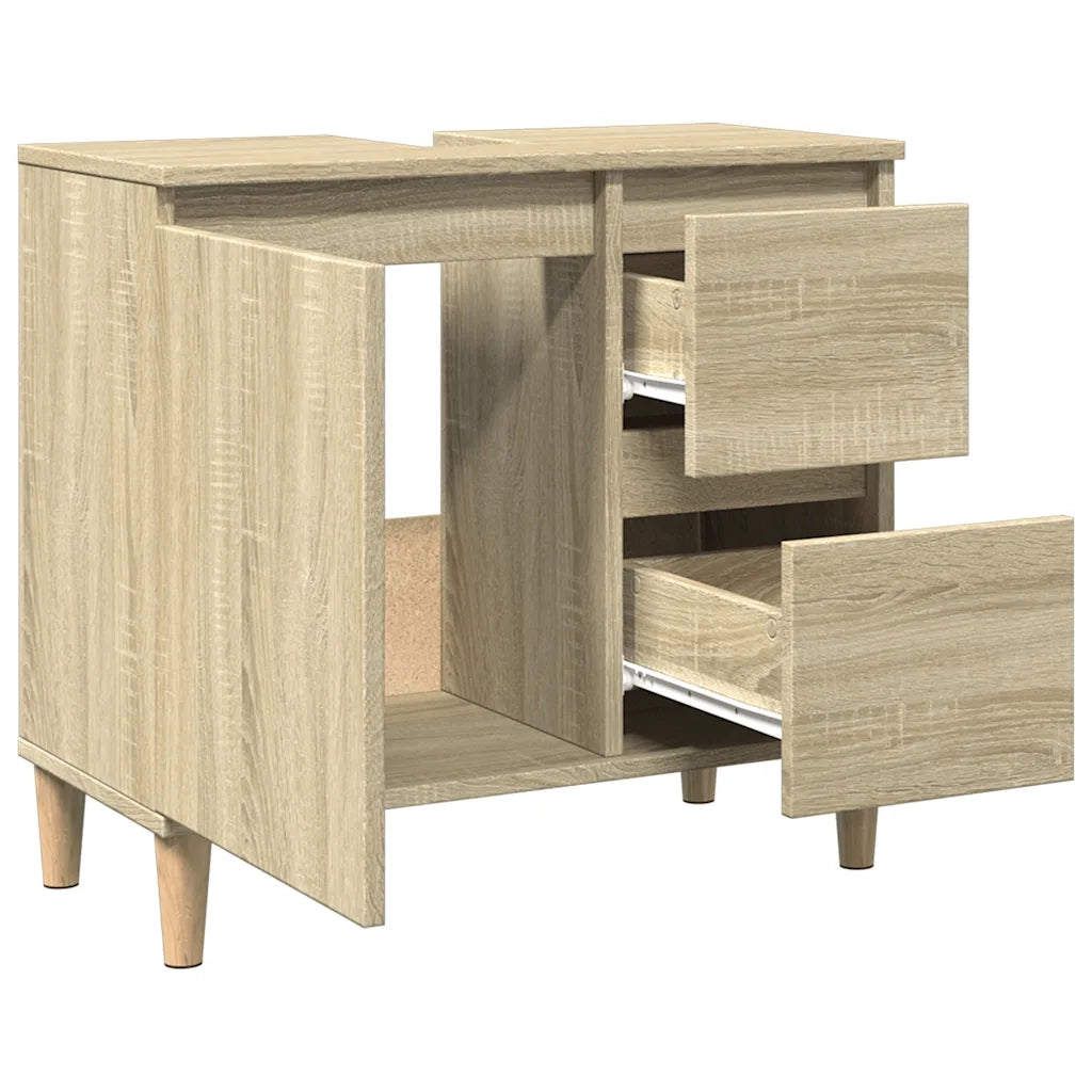 Mobile da bagno con cassetti dal design moderno 65 x 33 x 60 cm realizzato in legno ingegnerizzato di rovere Sonoma 02_0049507