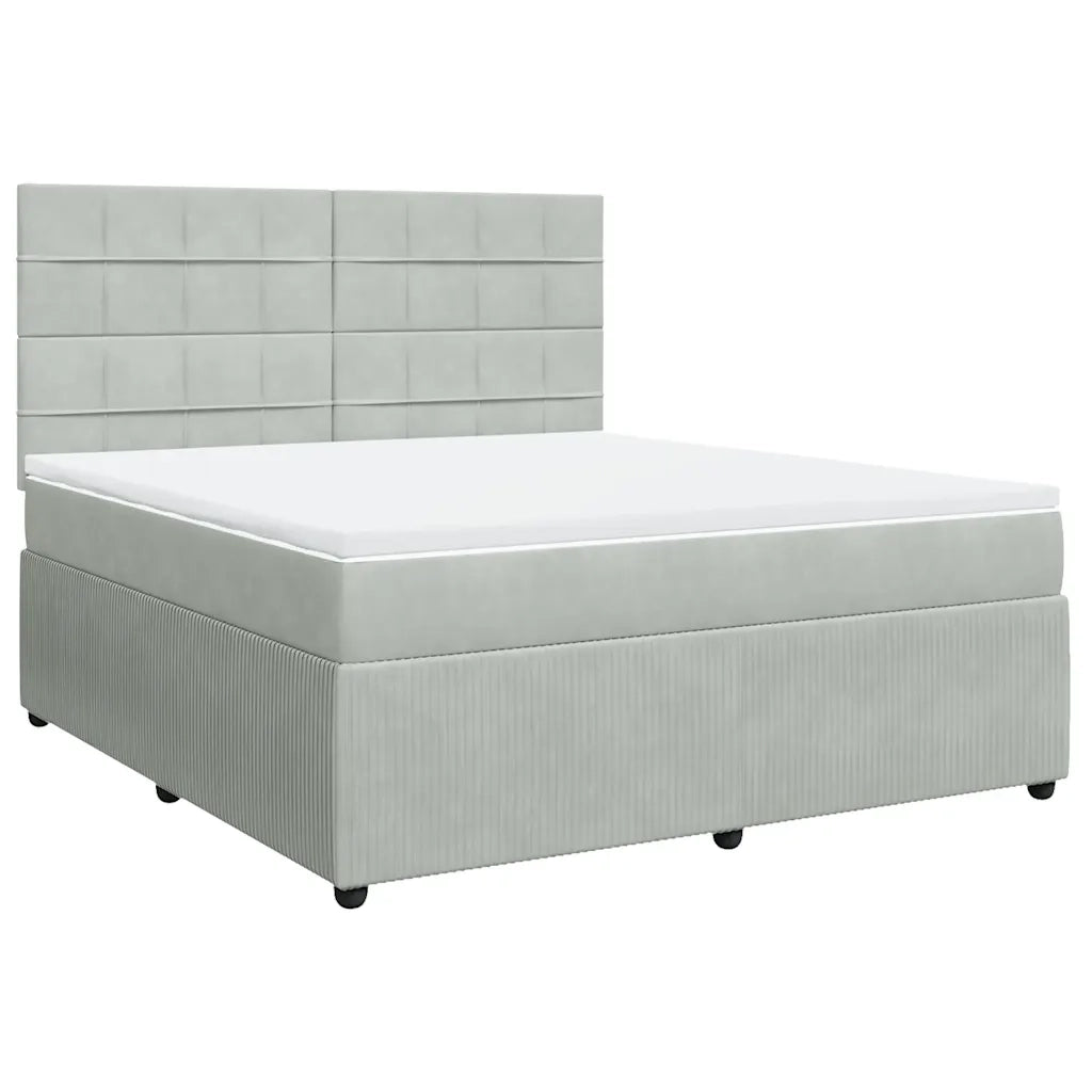 Giroletto a Molle con Materasso Grigio Chiaro 180x200cm Velluto