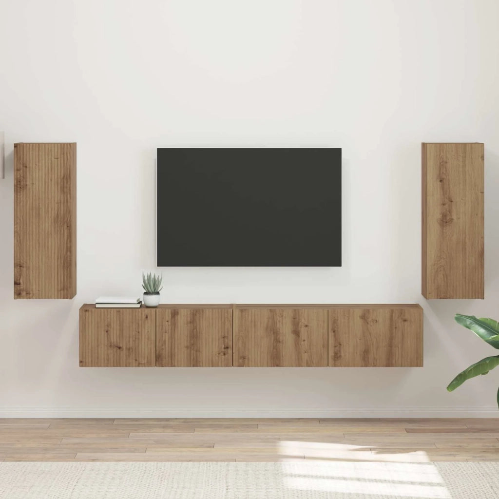 Set mobile TV 4 pcs Rovere artigianale Legno multistrato 3409167