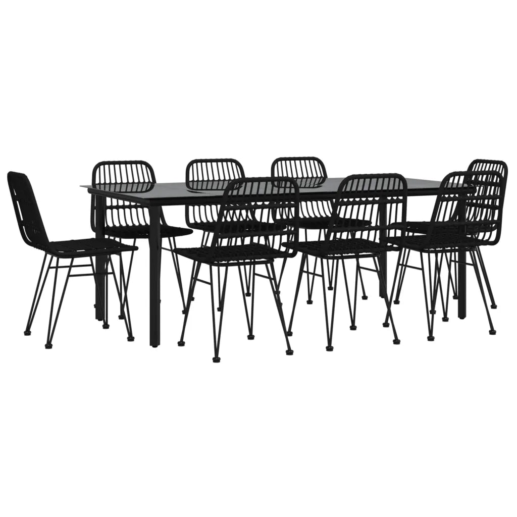 Set da Pranzo da Giardino 9 pz Nero in Polyrattan cod mxl 35600