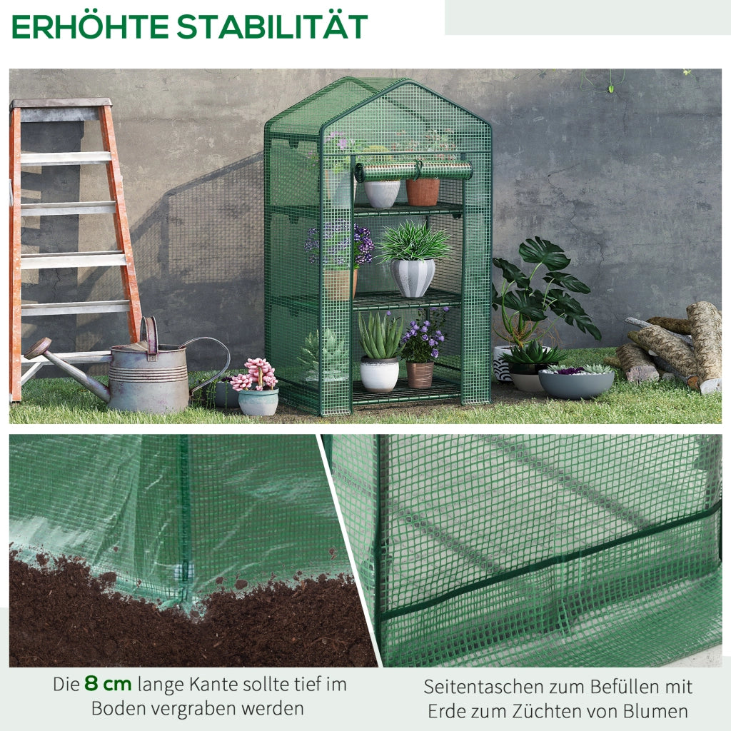 Mini serra da coltivazione con copertura in plastica e 3 ripiani ¨C zephmum ¨C 3 piani