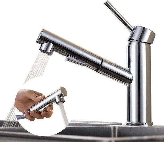 Cranio da cucina cucina/bagno, crano da cucina con spruzzatore da bagno estensibile, attacco per lavabo con spruzzatore da bagno estensibile doppio, 120 giri miscelatore da cucina, crano da cucina in ottone