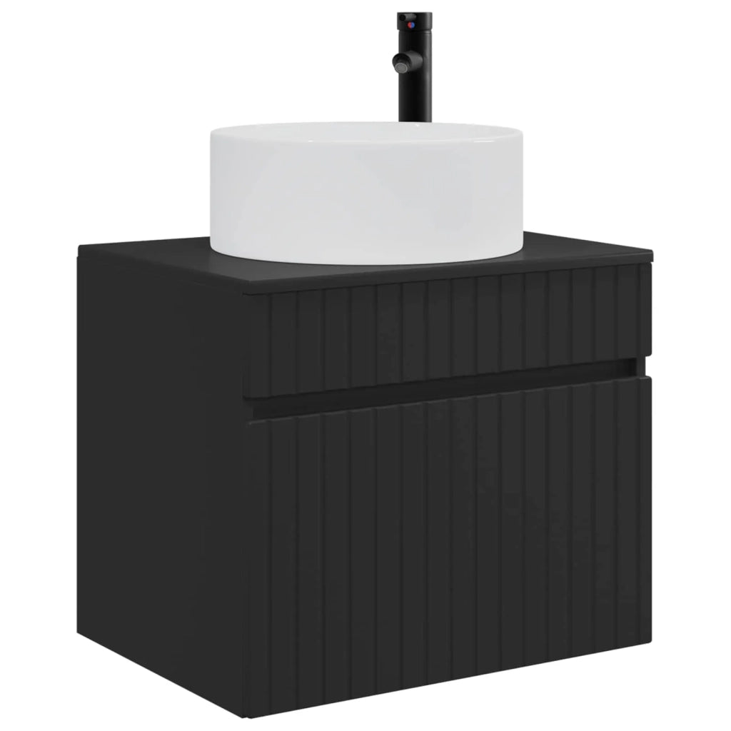 Mobiletto da Bagno a Muro Nero 59 x 44,5 x 50 cm