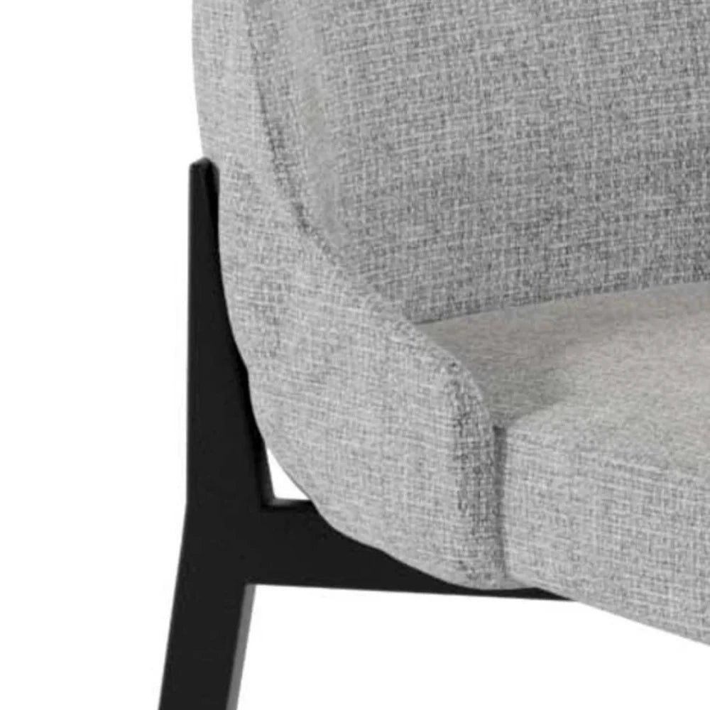 Set di 4 sedie da pranzo imbottite in tessuto grigio chiaro Charm con struttura in metallo facili da pulire | Duzzle