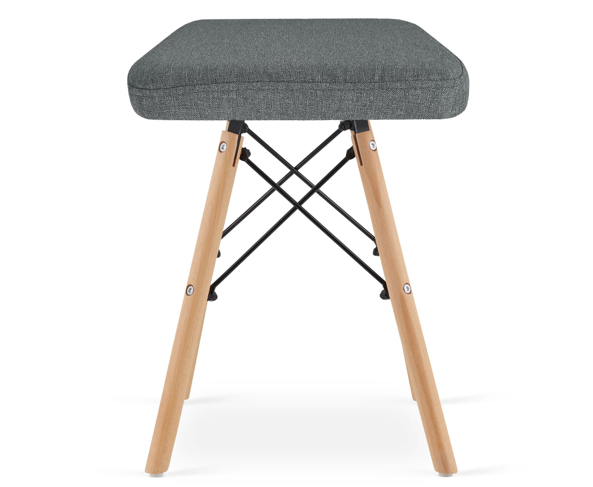 Set di 3 sgabelli Valora PEKO in tessuto grigio con gambe in legno di faggio