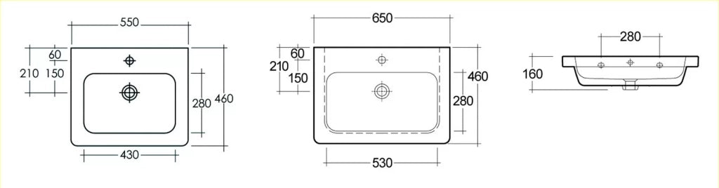 Lavabo resort da 55cm con monoforo