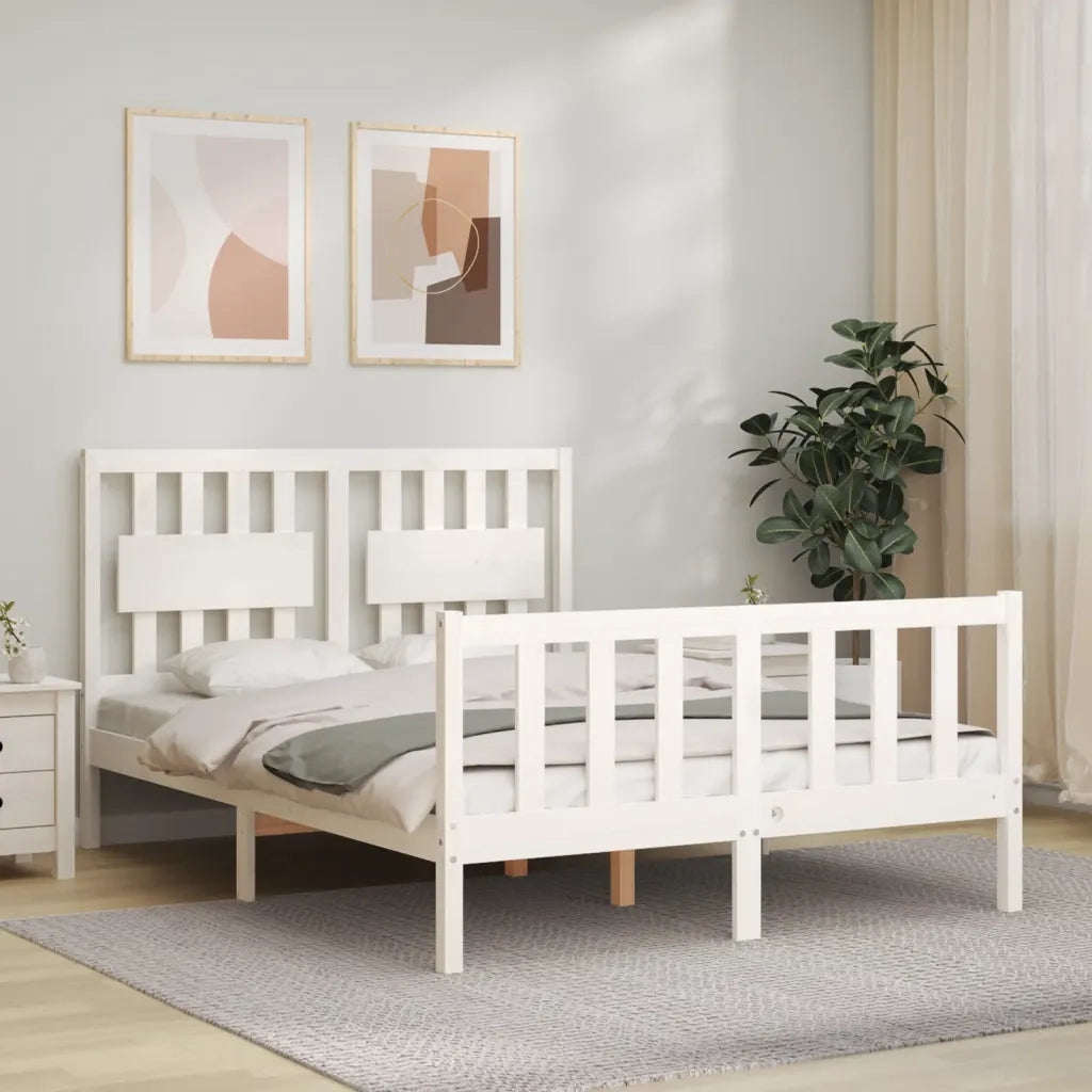 Giroletto senza Materasso-Struttura Letto Bianco 140x200 cm Legno Massello Pino 919431