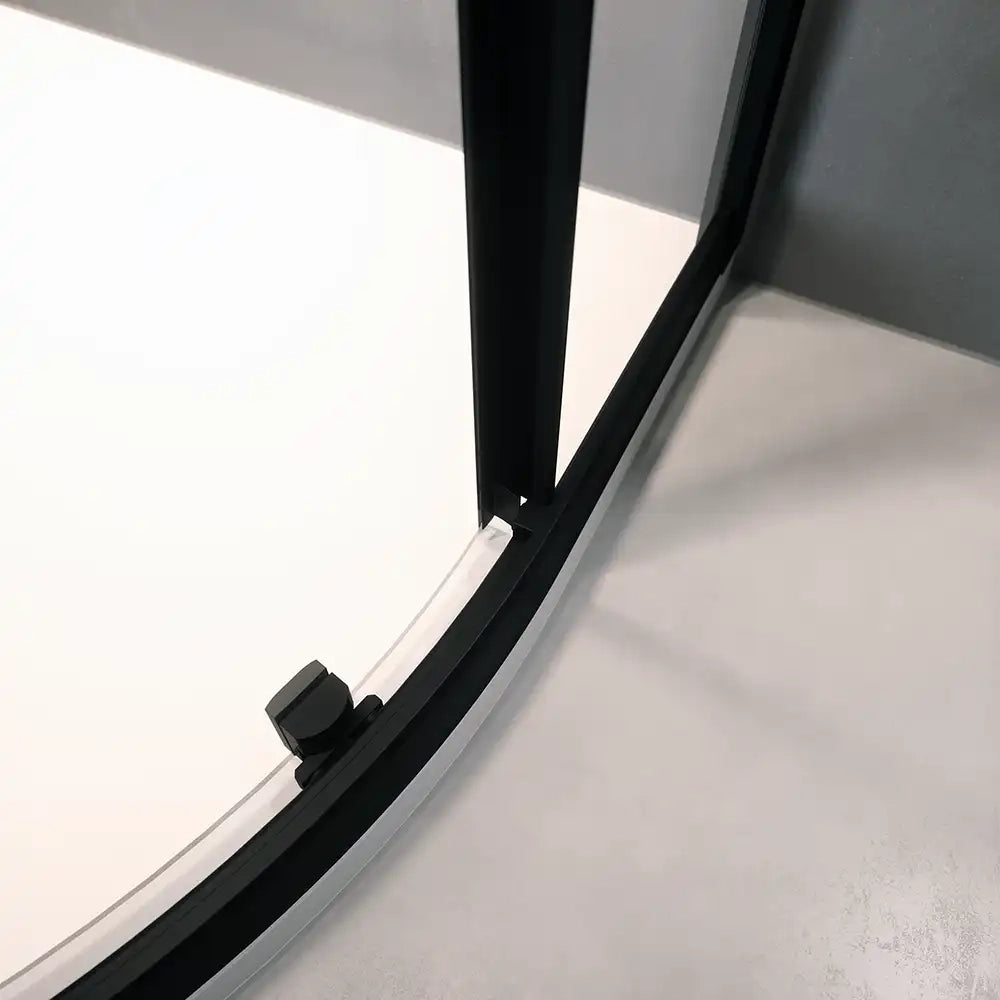 Box doccia 75x75 cm semicircolare doppio scorrevole profili neri vetro trasparente h190 | Java