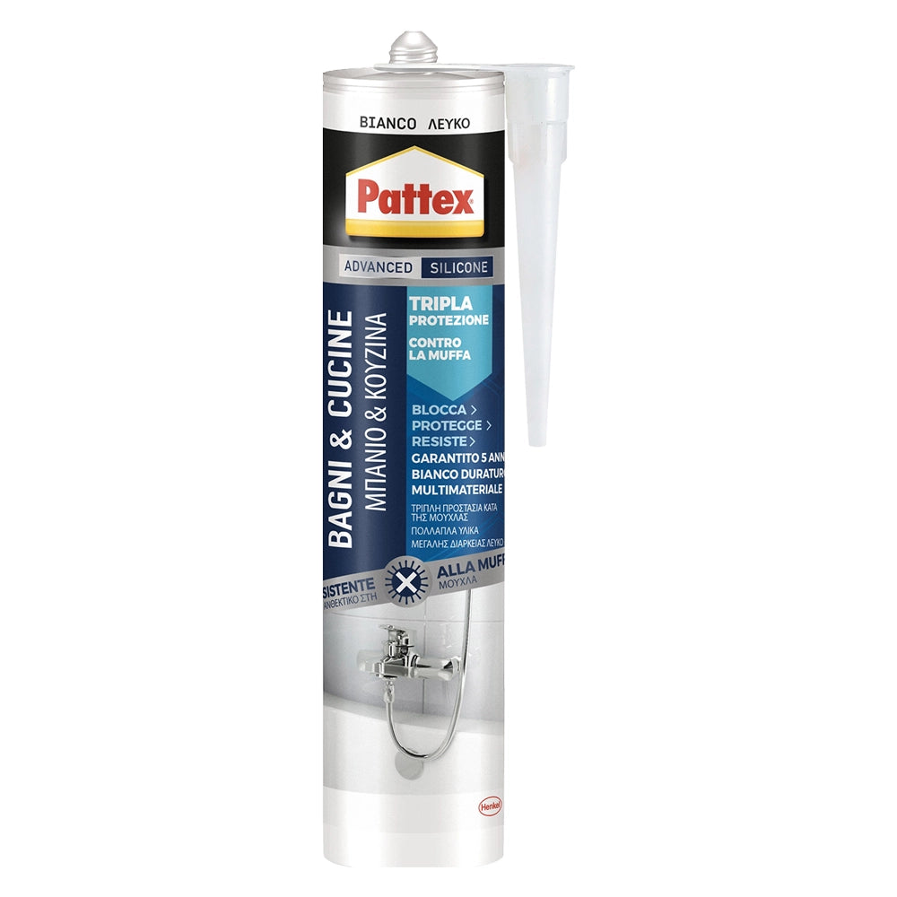 PATTEX BAGNI & CUCINE '3X PROTECTION' ml.330 - bianco- 12 pezzi  - PATTEX