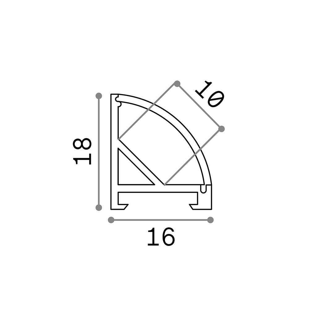 Profilo Ang Tondo Slot Alluminio-Materie Plastiche Bianco 200Cm D16X18