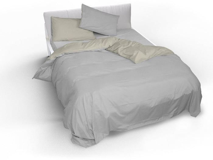 Copripiumino Matrimoniale con Sacco e Federe Doubleface Grigio Chiaro/Panna