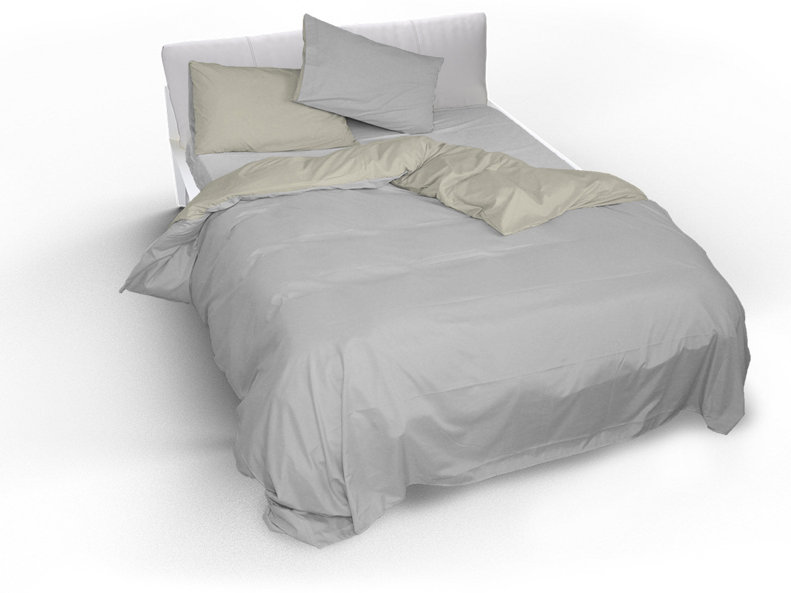 Copripiumino Singolo con Sacco e Federe Doubleface Grigio Chiaro/Panna