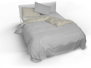 Copripiumino Singolo con Sacco e Federe Doubleface Grigio Chiaro/Panna