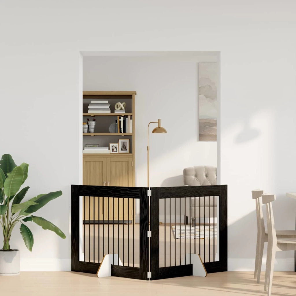 Cancello per cani con supporti 2 pz Rovere Nero 100 x 80 cm CFW8774167