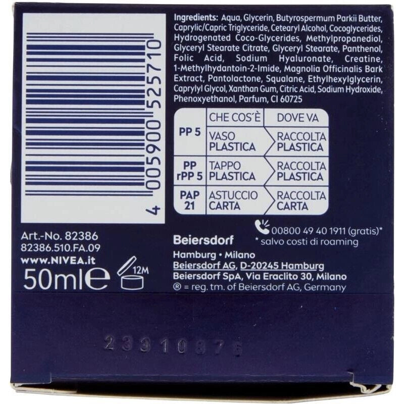 NIVEA CREMA NOTTE ANTI ETÀ INTENSIVA 50 ML CON ACIDO IALURONICO E FOLICO 24 H