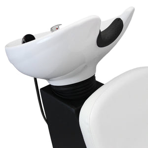 Poltrona da Parrucchiere Lavatesta Shampoo Salone di Bellezza Barbiere Capelli Lavaggio Professionale Tinta Capelli lavello inclinabile lavandino in Ceramica - Bianco