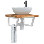 Ripiano a Parete per Lavabo-Mensole a Muro in Acciaio e Massello di Acacia 984874