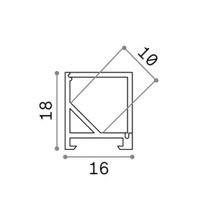 Profilo Ang Quadro Slot Alluminio-Materie Plastiche Cromo 300Cm D16X18
