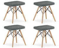 Set di 4 sgabelli Valora PEKO in tessuto grigio con gambe in legno di faggio