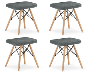 Set di 4 sgabelli Valora PEKO in tessuto grigio con gambe in legno di faggio