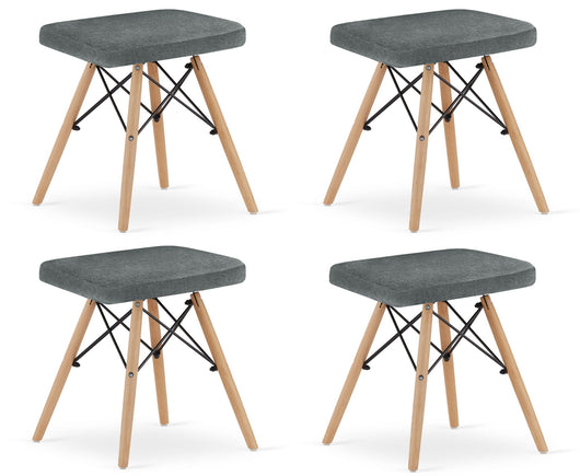 Set di 4 sgabelli Valora PEKO in tessuto grigio con gambe in legno di faggio