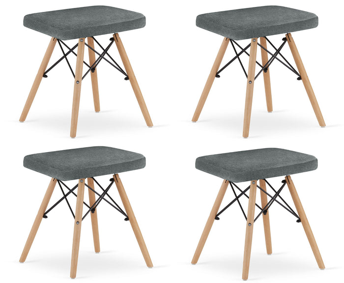 Set di 4 sgabelli Valora PEKO in tessuto grigio con gambe in legno di faggio