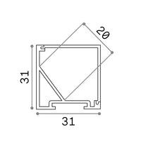 Profilo Ang Quadro Slot Alluminio-Materie Plastiche Bianco 200Cm D31X31