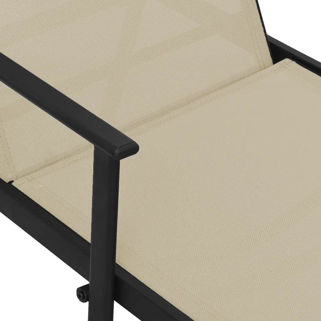 Lettino Prendisole in Acciaio e Textilene Crema cod mxl 26387