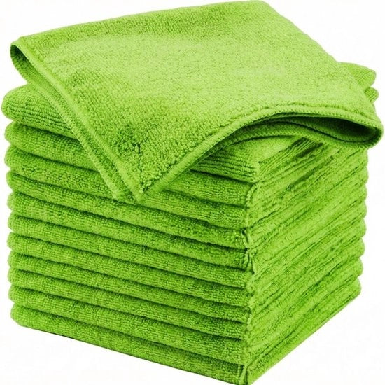Pacco di 12 asciugamani per la pulizia, tovaglioli microfibra multifunzionali, asciugamani per pulizia senza strisce per vetri, elettrodomestici, auto e acciaio inossidabile, dimensioni 30 x 30 cm.