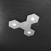 HEXAGON APPLIQUE-PLAFONIERA 3 LUCI + 1 DECORATIVO FOGLIA ARGENTO 1142-3L1D-FA
