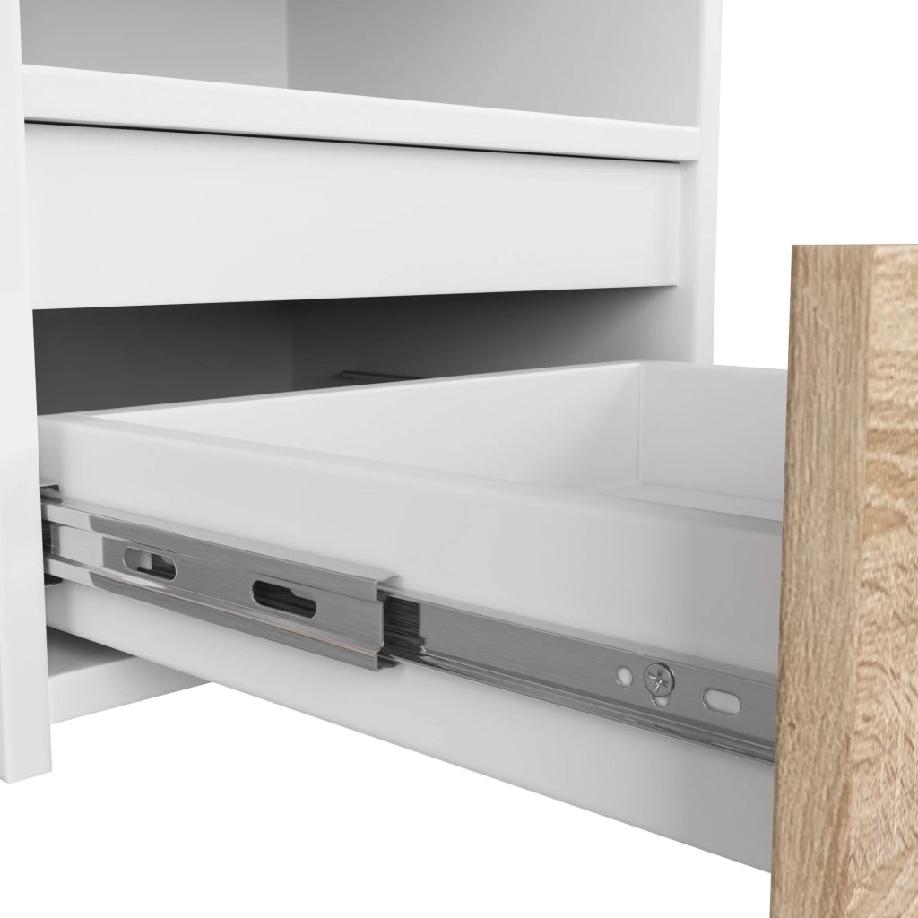 Comodino AKORD CL1 Bianca 40 cm 1 cassetto inserto frontale Sonoma Quercia 40x35x40 cm